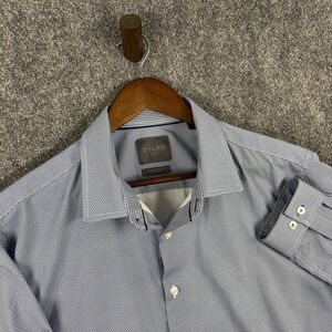 C-LAB NYC Mens XL 17 1/2 34/35 Slim Fit 4 Way Stretch Blue Dress Shirt‎